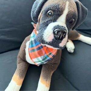 Orange, blue, and White Checkered   Dog Bandanna